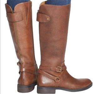 Enzo Angiolini Saevon Pebbled Brown Leather Tall Riding Boots Sz 9